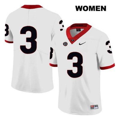 Women's Georgia Bulldogs NCAA #3 Zamir White Nike Stitched White Legend Authentic No Name College Football Jersey TBA1054TG